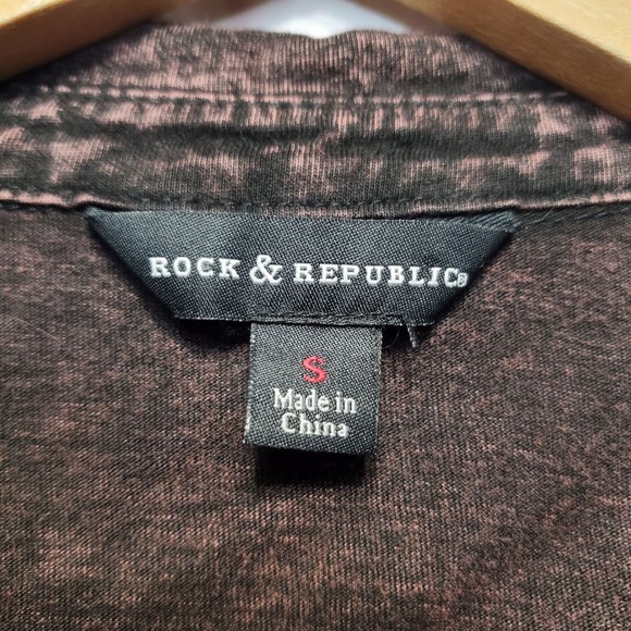 Rock & Republic Top Womens Small Red Acid Wash Button Sleeveless Hippie Tank - Picture 3 of 8